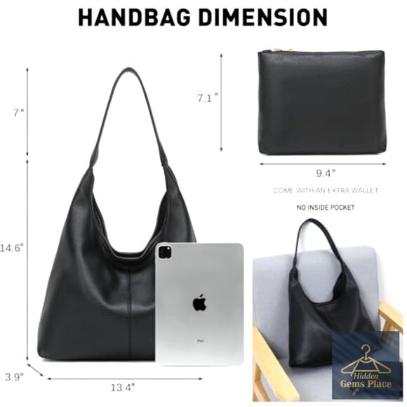 Medium Slouchy Hobo Bag Soft Faux Leather Shoulder Tote Work Travel - Picture 4 of 7